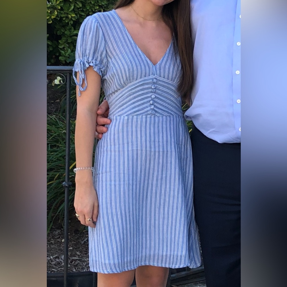 Urban Outfitters blue and white striped blouse dress XS